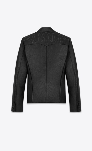 Western-style jacket in embroidered aged leather